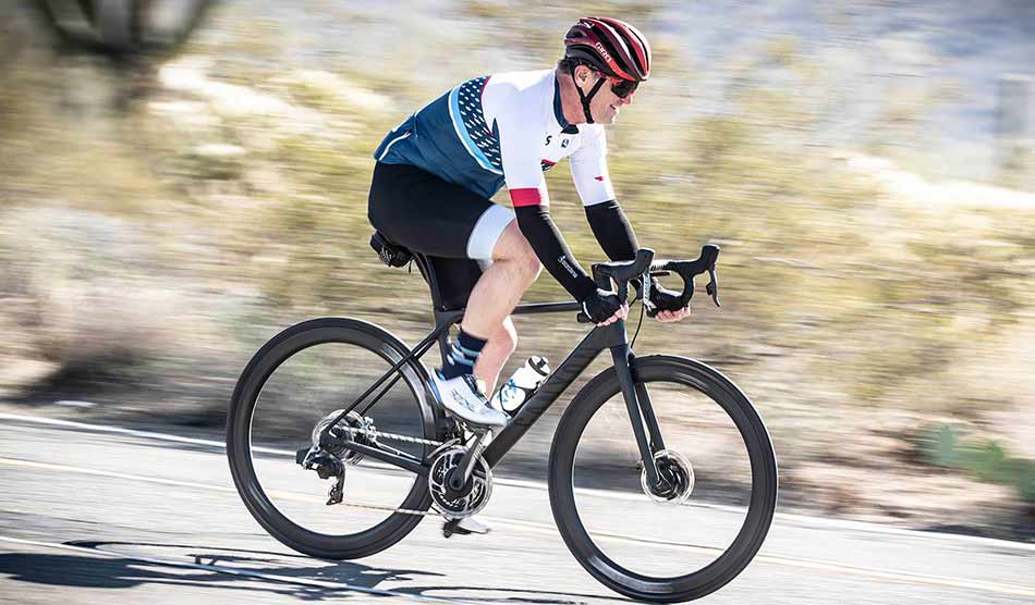Chris Carmichael may be retired, but he's still fast! Carmichael on a road bicycle.