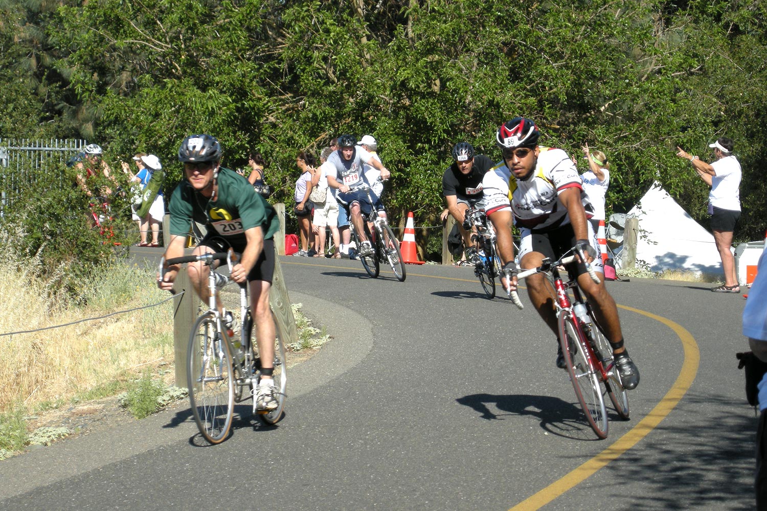 Triathlon racers at Eppie's Great Race in Sacramento, California'